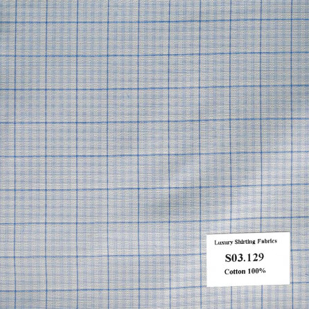 S03.129 Kevinlli S3 - Sơmi 100% Cotton - Xanh Dương Caro